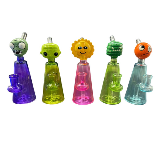6.5 Inch Tall Colored Character Head Glass Water Pipe