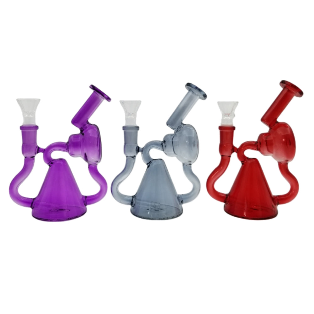 6 Inch Tall Colorful Recycler Dab Rig-Random Color Comes