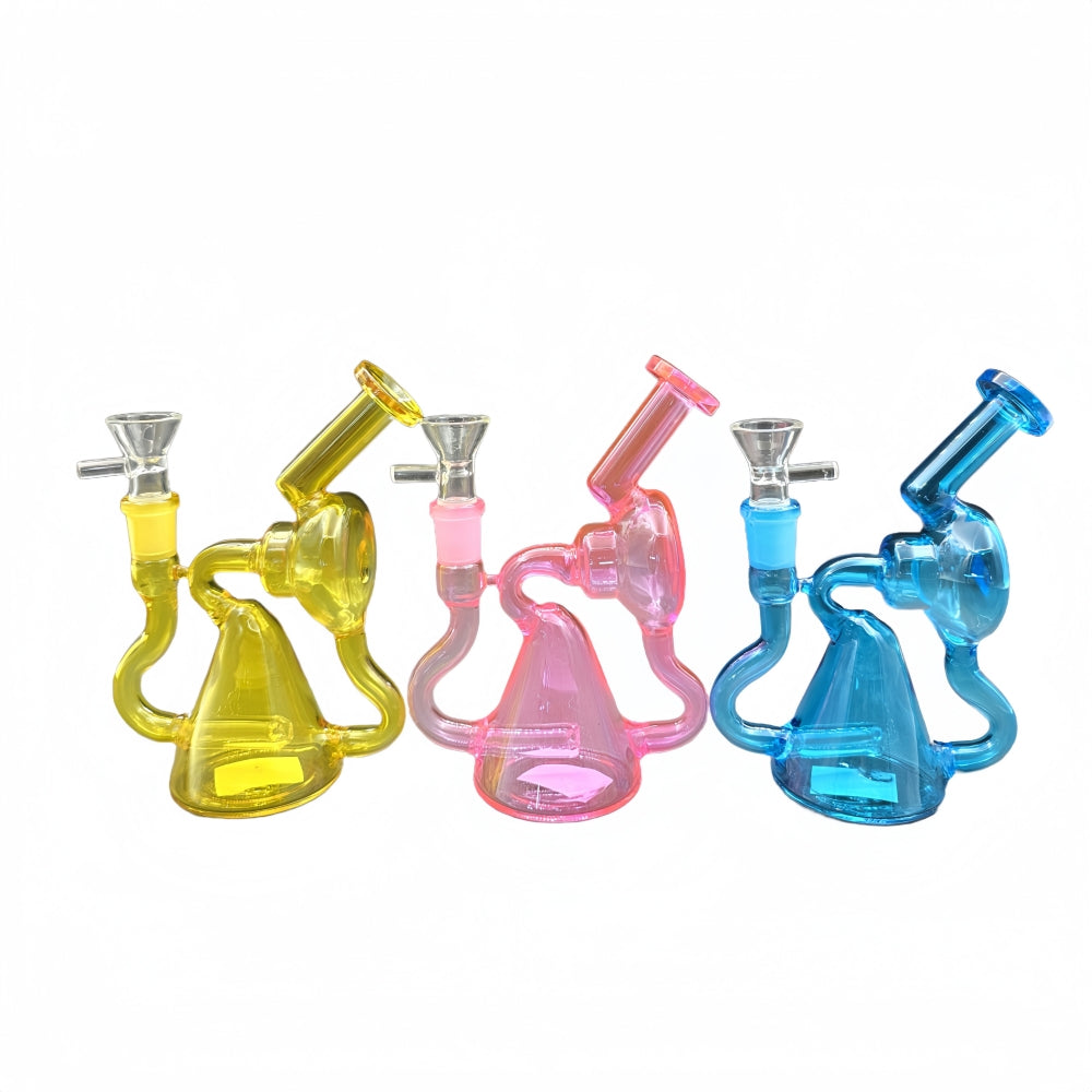 6 Inch Tall Colorful Recycler Dab Rig-Random Color Comes