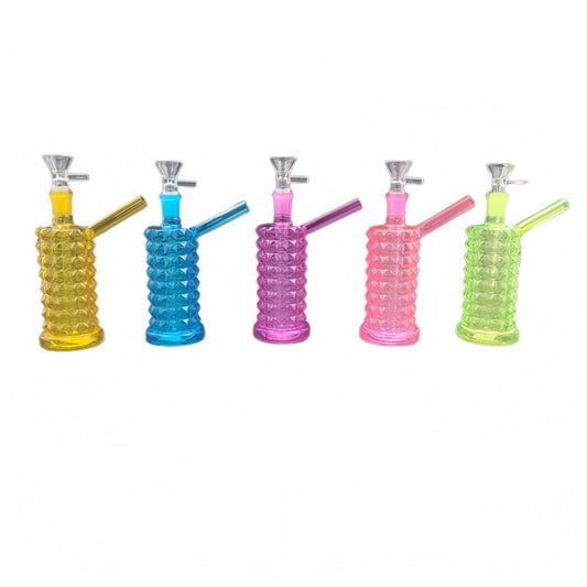 6 Inch Tall Curved Diamond Glass Straight Bong Water Pipe