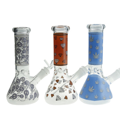 8" Glass Beaker Bong with Patterns