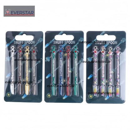 Mini Metal Snuff Spoon Multi Colors with Diamond Skull Mask