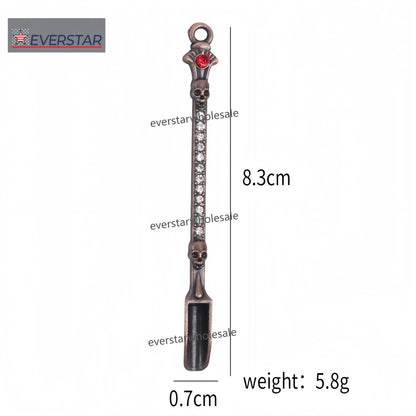 Mini Metal Snuff Spoon Multi Colors with Diamond Skull Mask