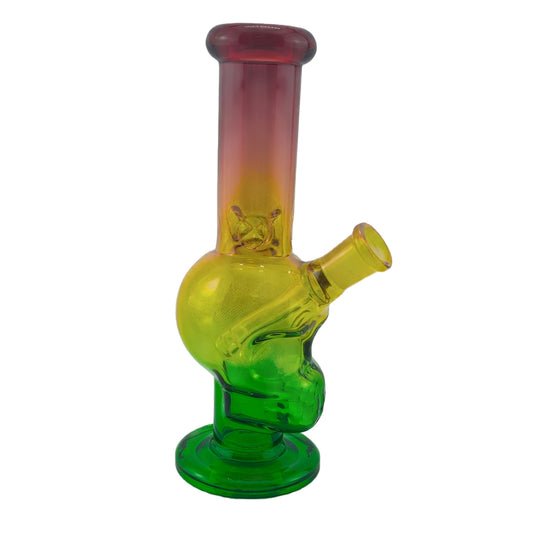 7 Inch Tall Three Colors Skull Head Straight Bong Glass Water Pipe Smoking Dab Rigs with Quartz Banger-Random Color Comes
