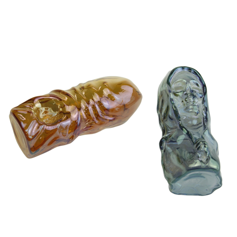 4 Inch Length Electroplating Sand Blast Pattterns Glass Hand Pipe-PACK of 2