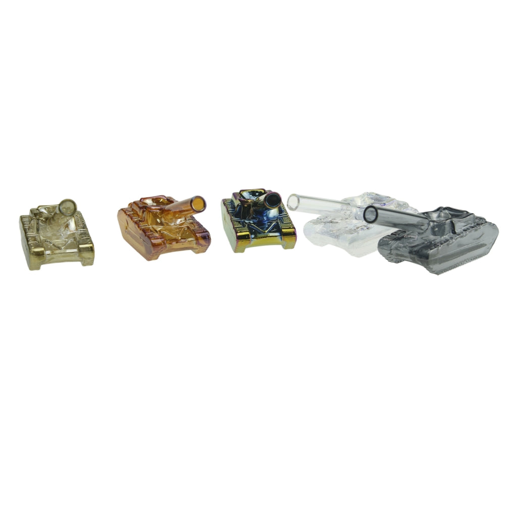 Mini Tank Glass Hand Pipe Electroplated-Random Color-Pack of 2