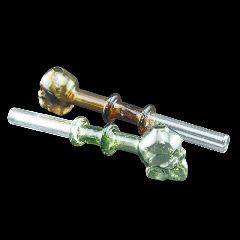 4pcs Skull Head and Double Rings Glass Oil Burner Pipes