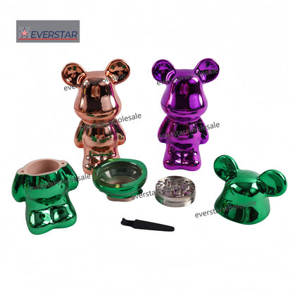 Electroplated Bear Grinder Multi Colors-6pcs/Display Box