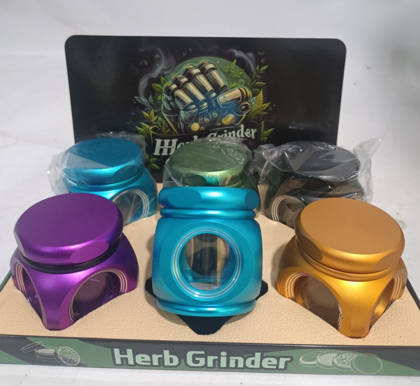 Aluminum Alloy Herb Grinder with Window Drum Shape