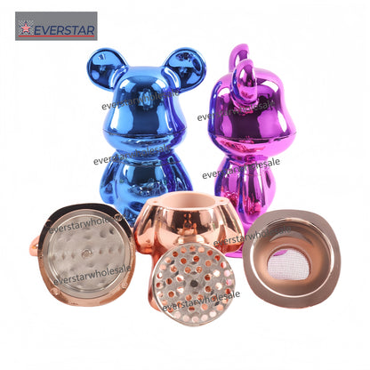 Electroplated Bear Grinder Multi Colors-6pcs/Display Box