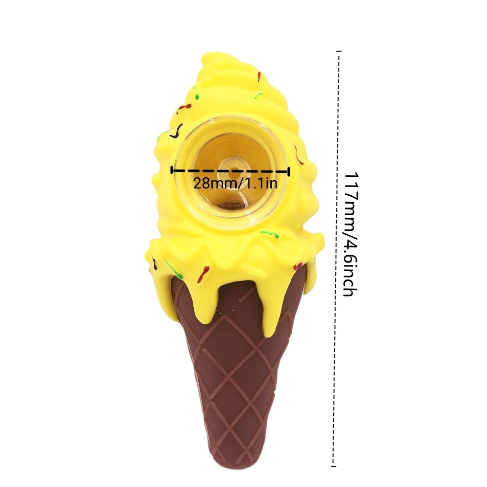 Ice Cream Silicone Hand Pipe 4.6 INCH-PACK OF 1