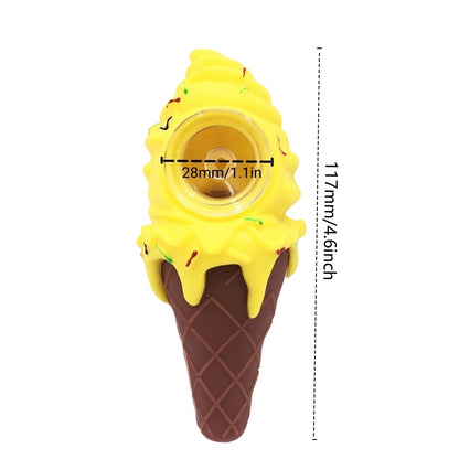 Ice Cream Silicone Hand Pipe 4.6 INCH-PACK OF 1