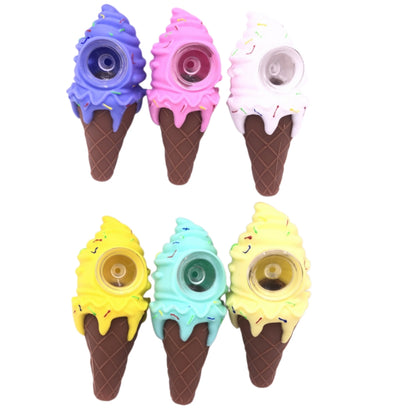 Ice Cream Silicone Hand Pipe 4.6 INCH-PACK OF 1