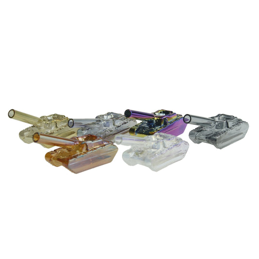 Mini Tank Glass Hand Pipe Electroplated-Random Color-Pack of 2