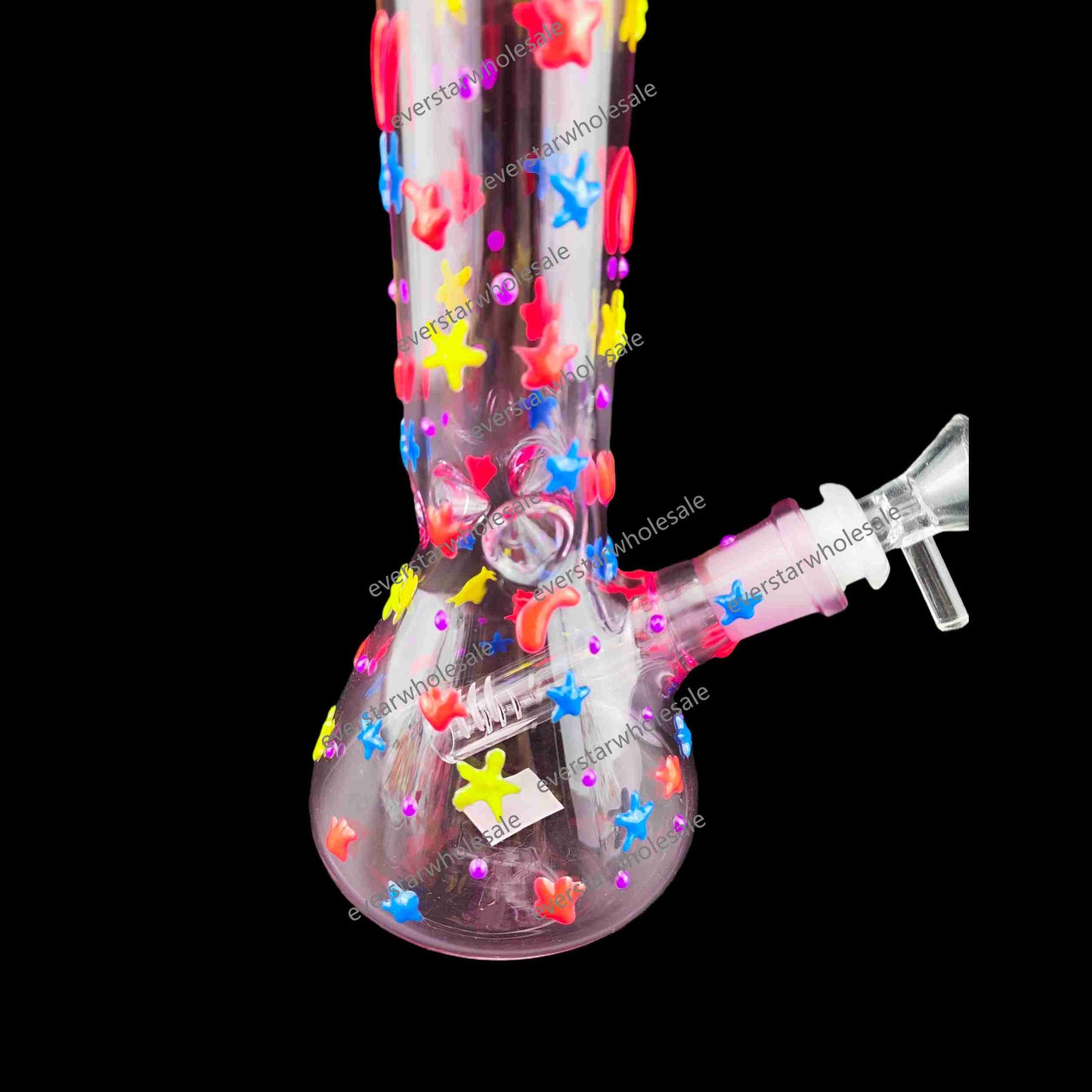 10 Inch Glass Beaker Water Pipe Glow in the Dark Hand Drawing