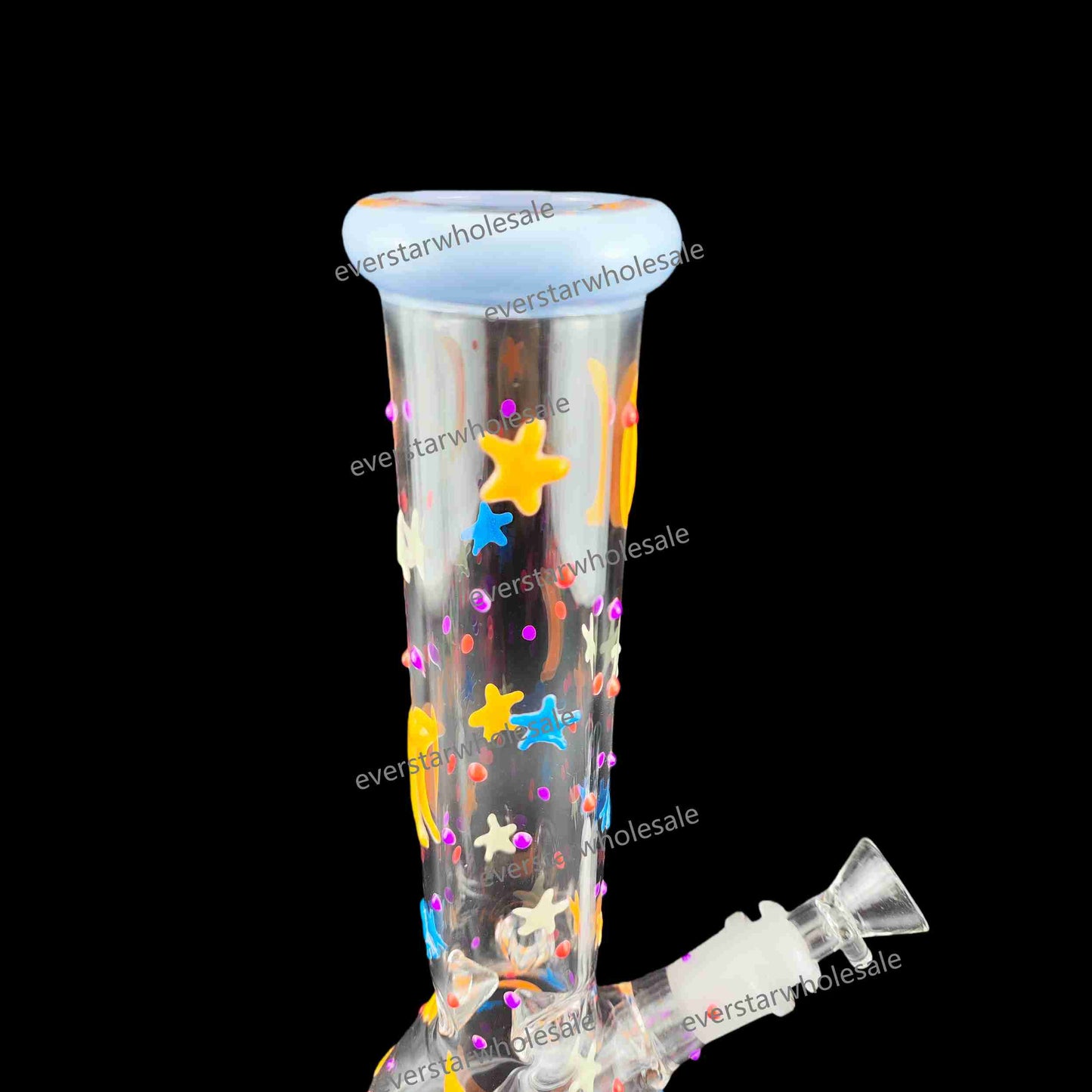 10 Inch Glass Beaker Water Pipe Glow in the Dark Hand Drawing