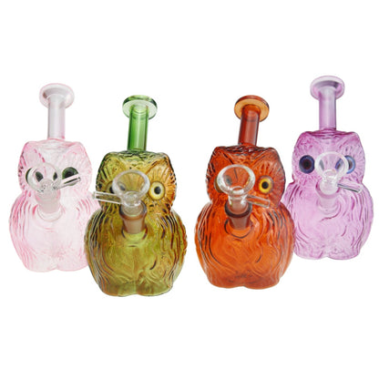 5.7" Colored Owl Glass Water Bong Pipe