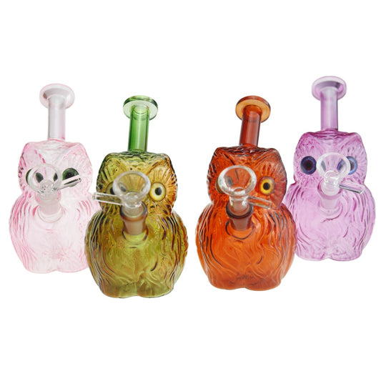 5.7" Colored Owl Glass Water Bong Pipe
