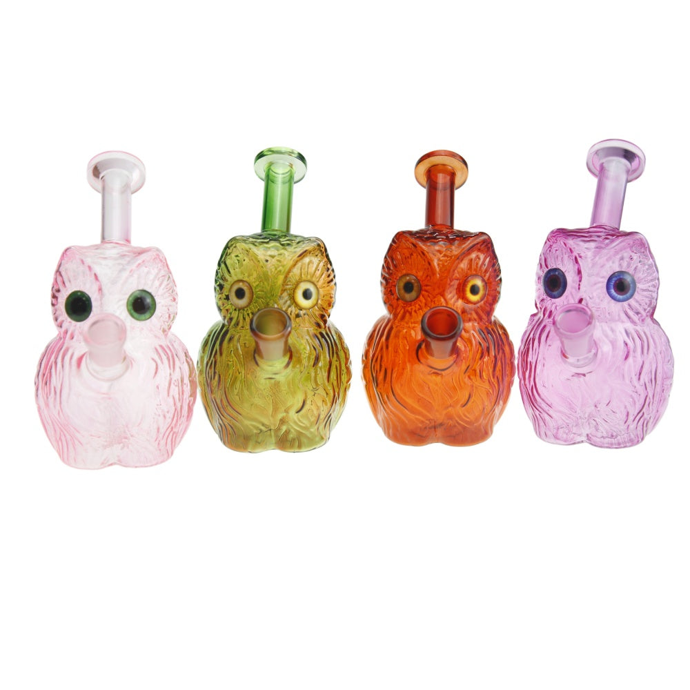 5.7" Colored Owl Glass Water Bong Pipe