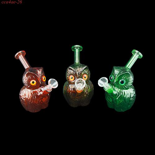 5.7" Colored Owl Glass Water Bong Pipe