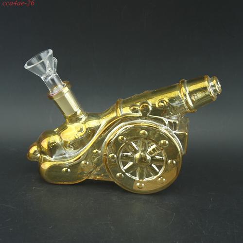 3.8" High Italian Cannon Electroplated Glass Water Pipe