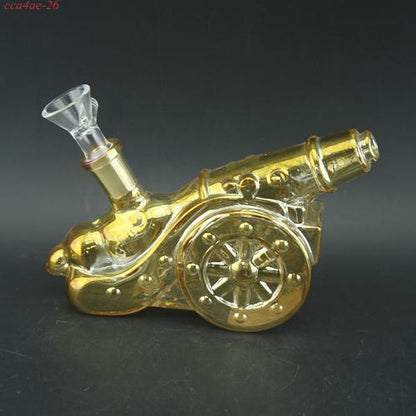 3.8" High Italian Cannon Electroplated Glass Water Pipe