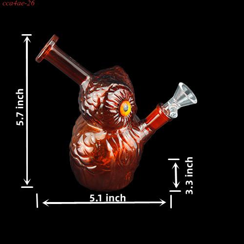5.7" Colored Owl Glass Water Bong Pipe