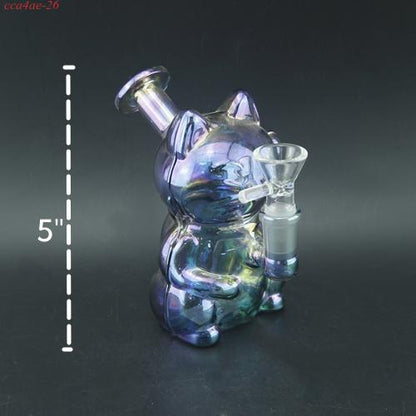 1pc 5" lucky cat glass water pipe