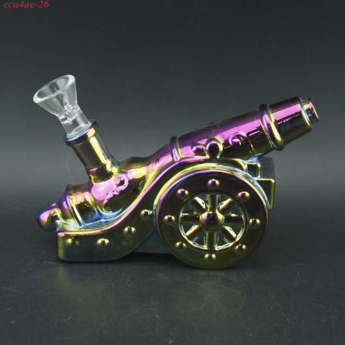 3.8" High Italian Cannon Electroplated Glass Water Pipe