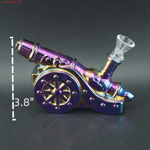 3.8" High Italian Cannon Electroplated Glass Water Pipe