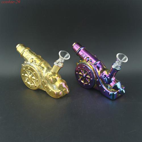 3.8" High Italian Cannon Electroplated Glass Water Pipe