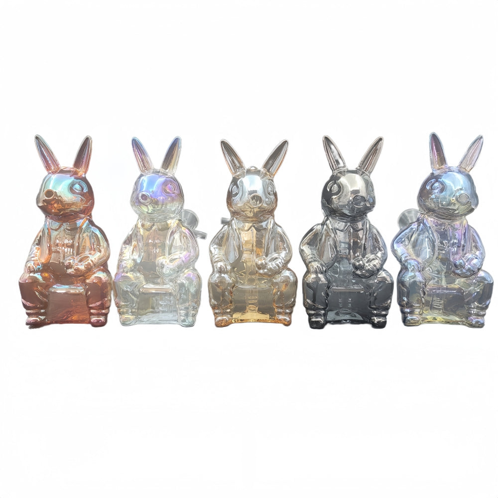 6 Inch Electroplated Big Rabbit Glass Water Pipe-Random Color Comes