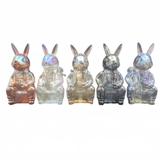6 Inch Electroplated Big Rabbit Glass Water Pipe-Random Color Comes