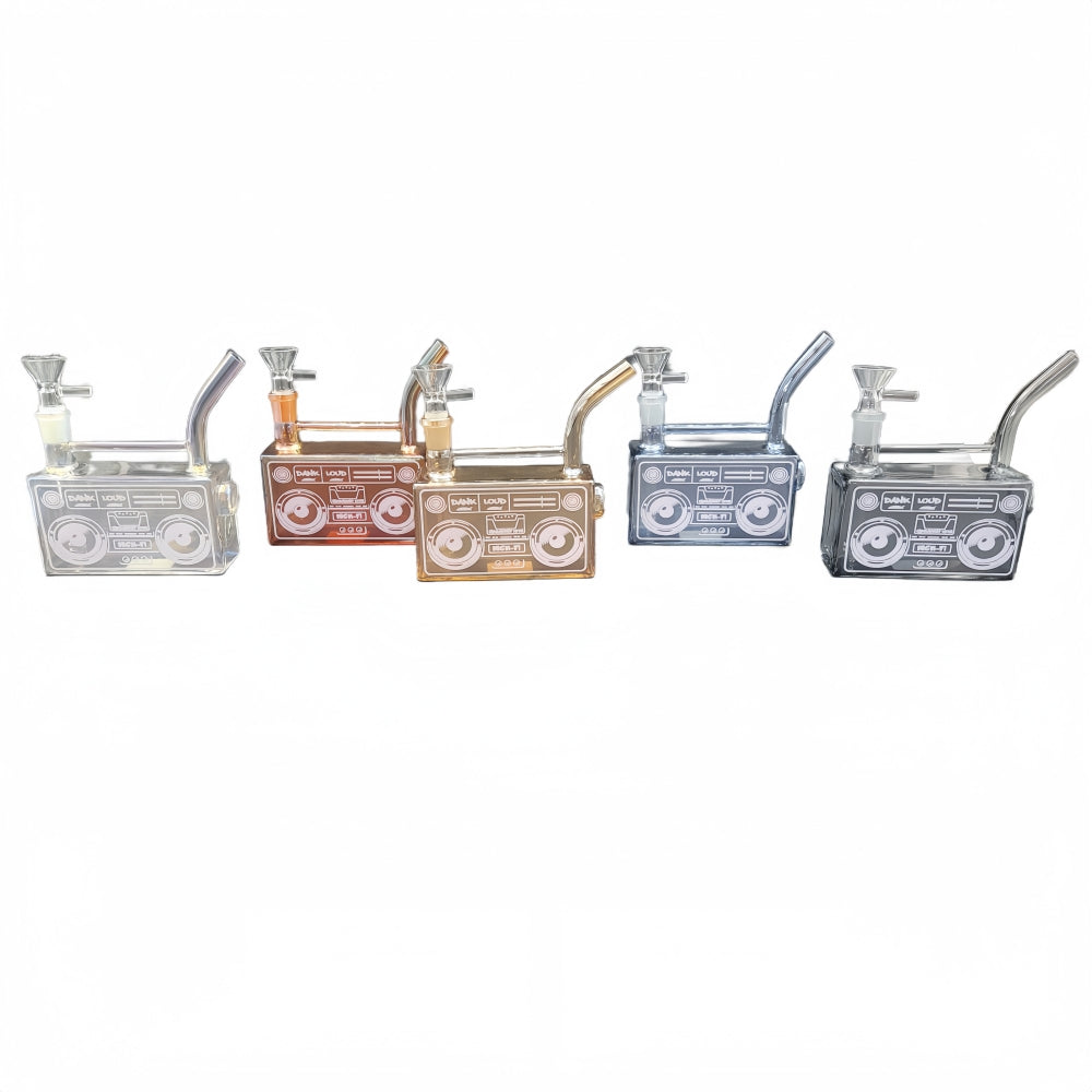5.7 Inch Tall Electroplating Radio Design Glass Water Pipes-Random Color Comes