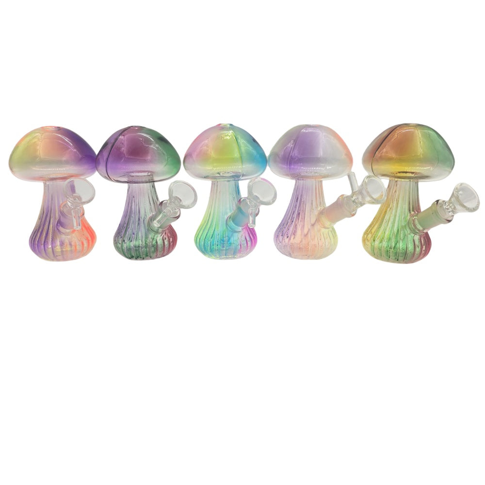 4.75 Inch Tri-colored Mushroom Glass Water Pipe-Random Color Comes