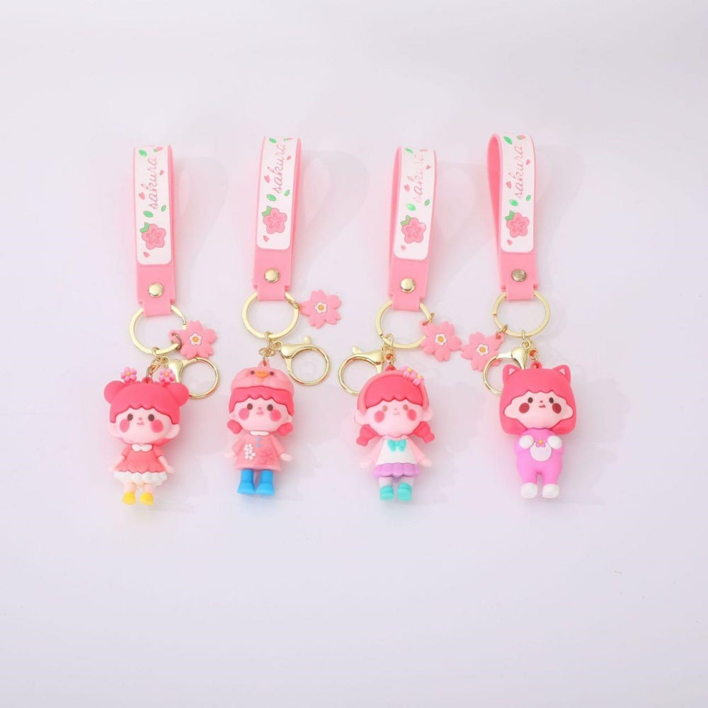Sakura Girl Keychain Handbag Car Pendant-Pack of 3