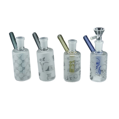 1pc 4" Sandblast Cylinder Mini Glass Water Pipe