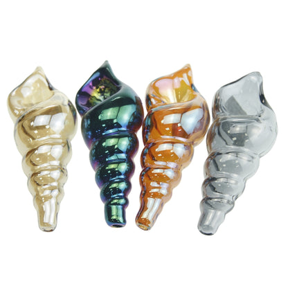4.5" Electroplated Seashell Glass Hand Pipe-Random Color-Pack of 2