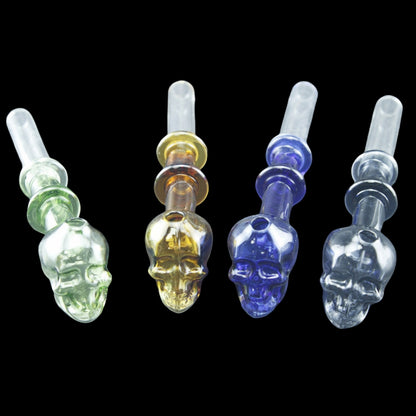 4pcs Skull Head and Double Rings Glass Oil Burner Pipes
