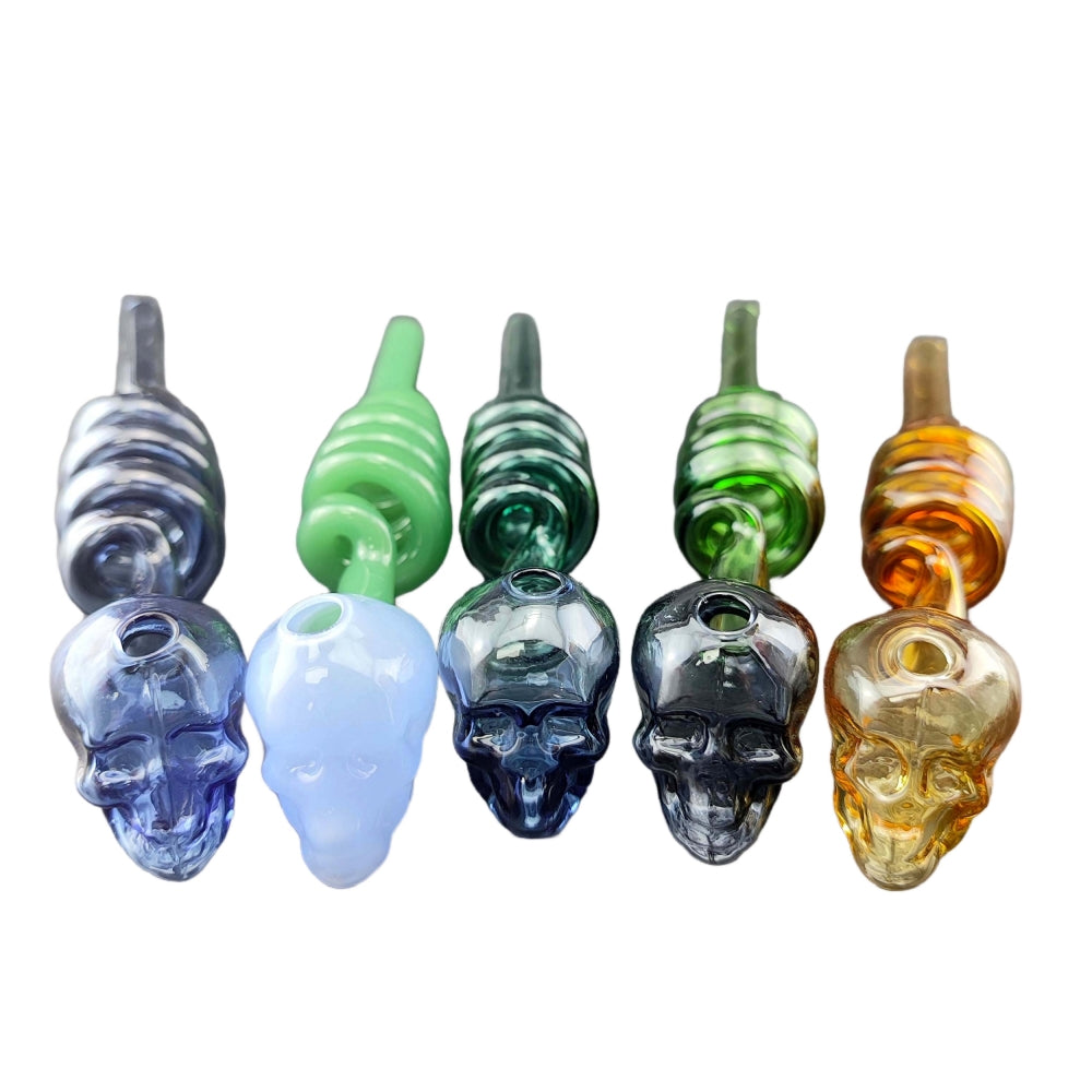 5.5 Inch Length Colorful Glass Oil Burner Pipe Skull Chamber Spiral Tube-10 PCS PACK