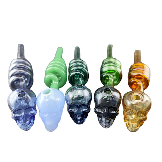 5.5 Inch Length Colorful Glass Oil Burner Pipe Skull Chamber Spiral Tube-10 PCS PACK
