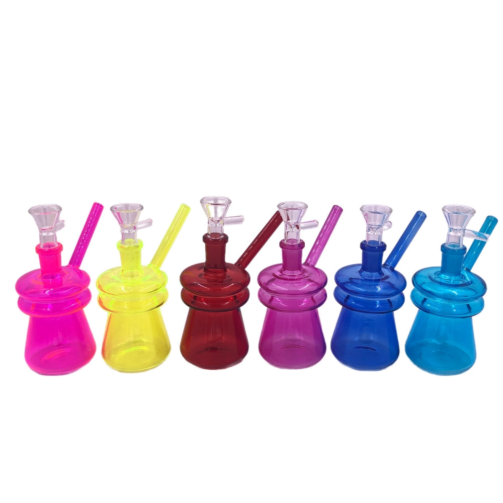 4.25 Inch Tall Small Glass Water Pipes with Two Rings-Random Color Comes