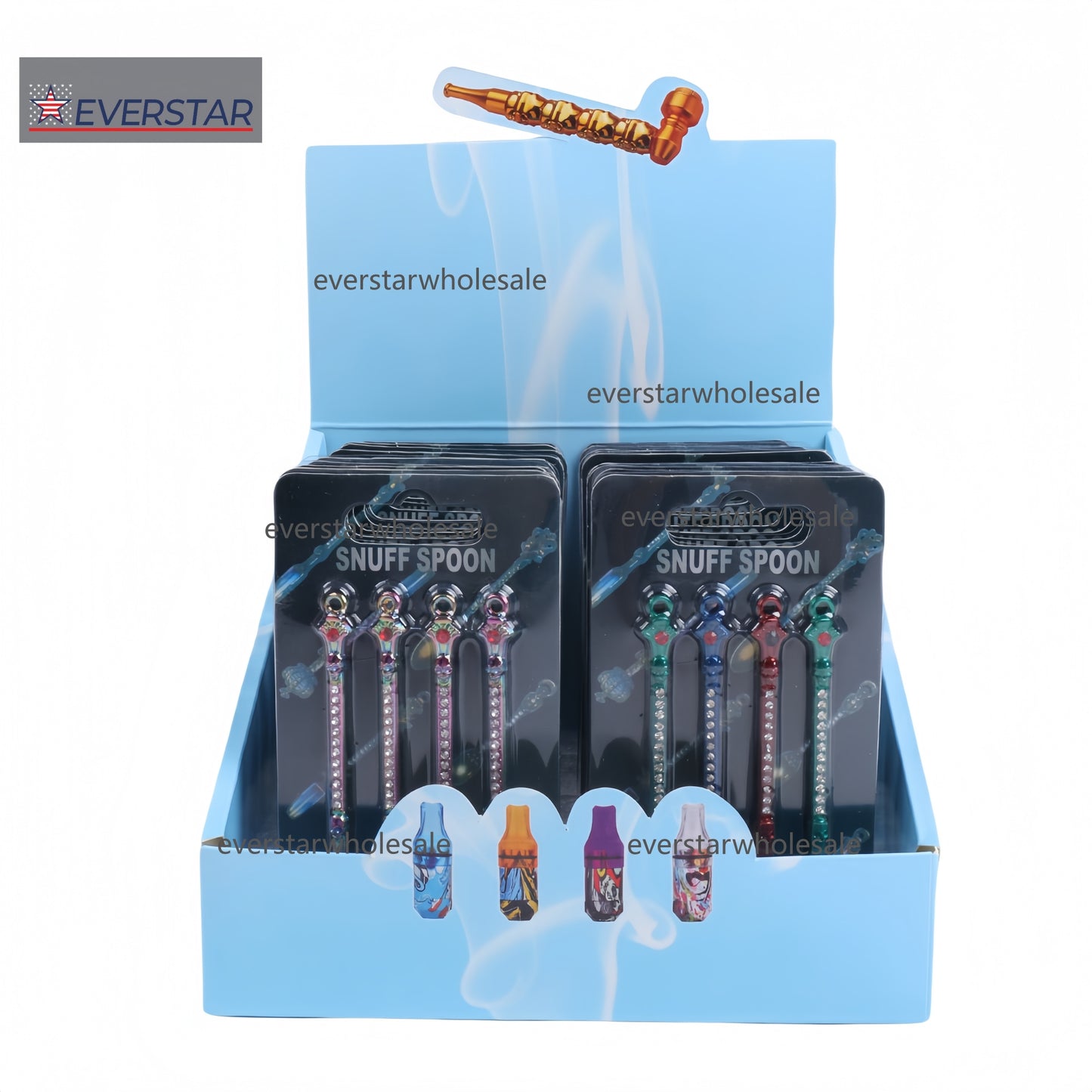 Mini Metal Snuff Spoon Multi Colors with Diamond Skull Mask