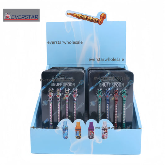 Mini Metal Snuff Spoon Multi Colors with Diamond Skull Mask