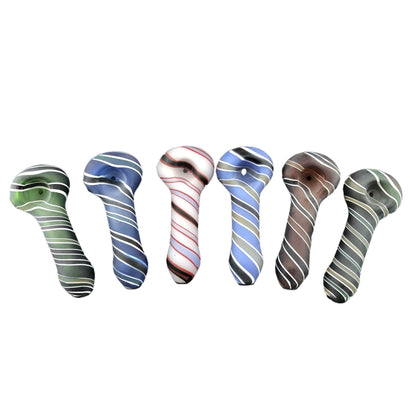 4 Inch Length Twisted Line Glass Spoon Hand Pipes-Random Color Comes-Pack of 2
