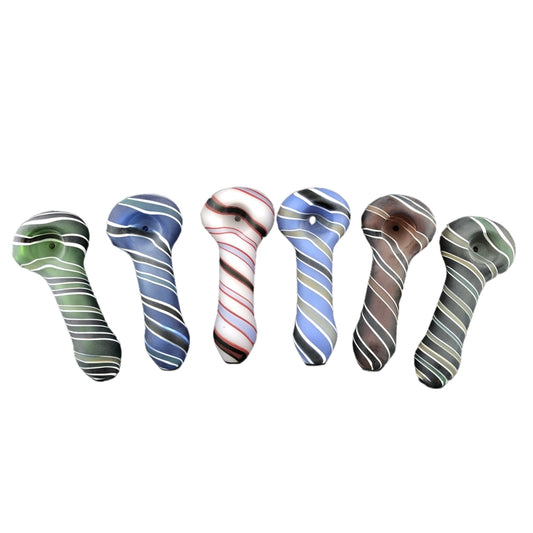 4 Inch Length Twisted Line Glass Spoon Hand Pipes-Random Color Comes-Pack of 2