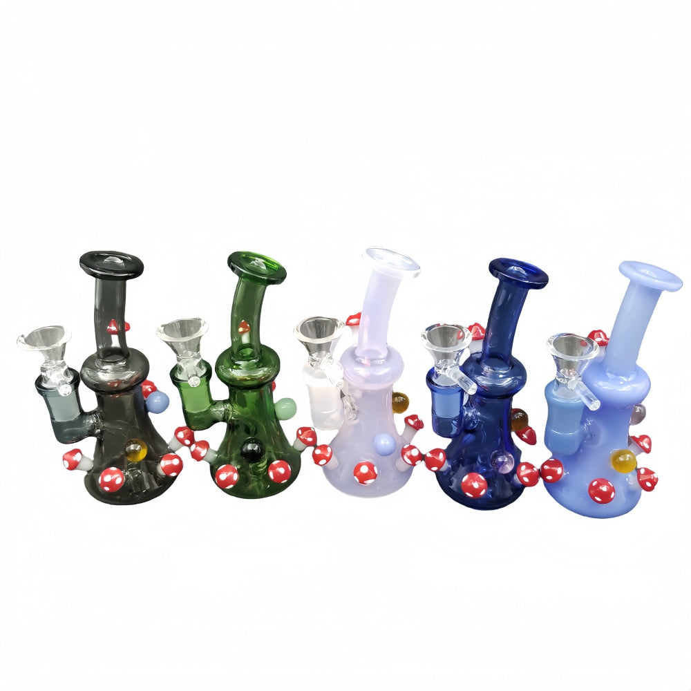 5" Tall Mushroom Glass Bong Water Pipe Random Colors