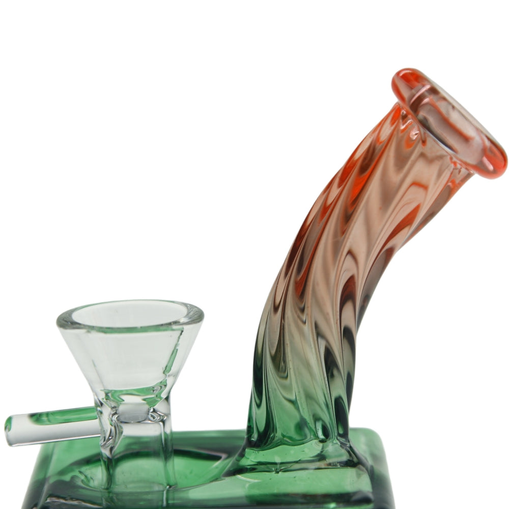 6 Inch Tall Two Colors Square Glass Bottle Showerhead Perc Water Pipe 14mm Female Joint-Random Color Comes
