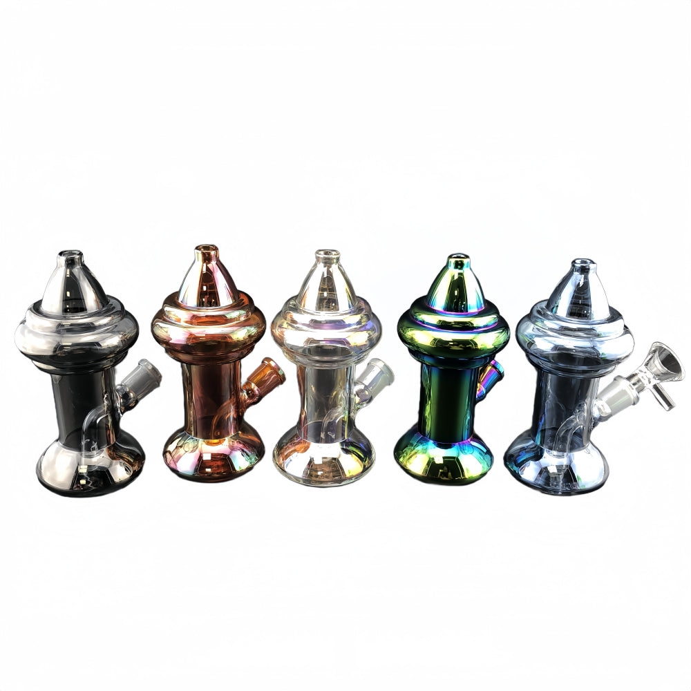 5.3Inch Tall Metallic Color Electroplating Fire Hydrant Glass Water Pipe-Random Color Comes